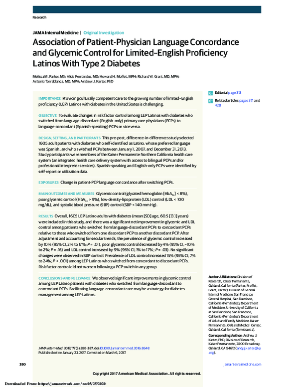 (PDF) Association of Patient-Physician Language Concordance and ...
