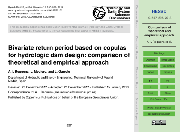 (PDF) Bivariate return period based on copulas for hydrologic dam ...