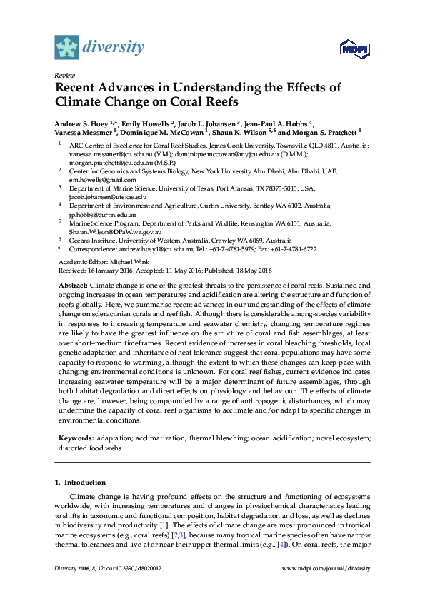 (PDF) Recent Advances in Understanding the Effects of Climate Change on ...
