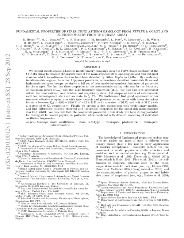 (PDF) FUNDAMENTAL PROPERTIES OF STARS USING ASTEROSEISMOLOGY ...