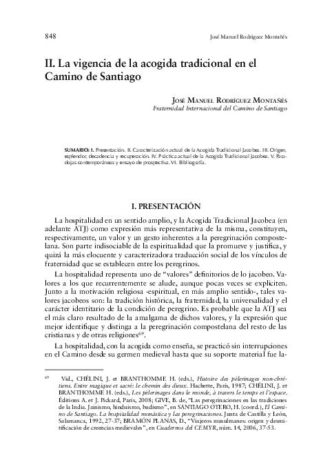 (PDF) La vigencia de la acogida tradicional en el Camino de Santiago