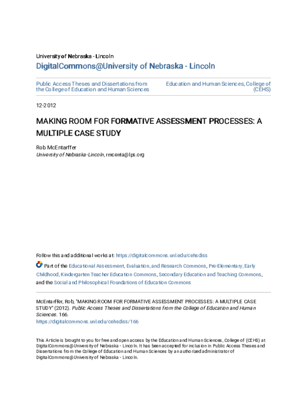 (PDF) Making Room for Formative Assessment Processes: A Multiple Case Study