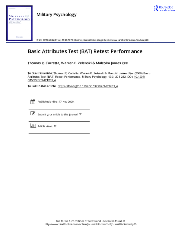 (PDF) Basic Attributes Test (BAT) retest performance