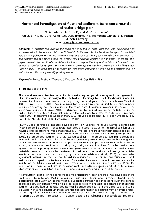 (PDF) Numerical investigation of flow and sediment transport around a ...
