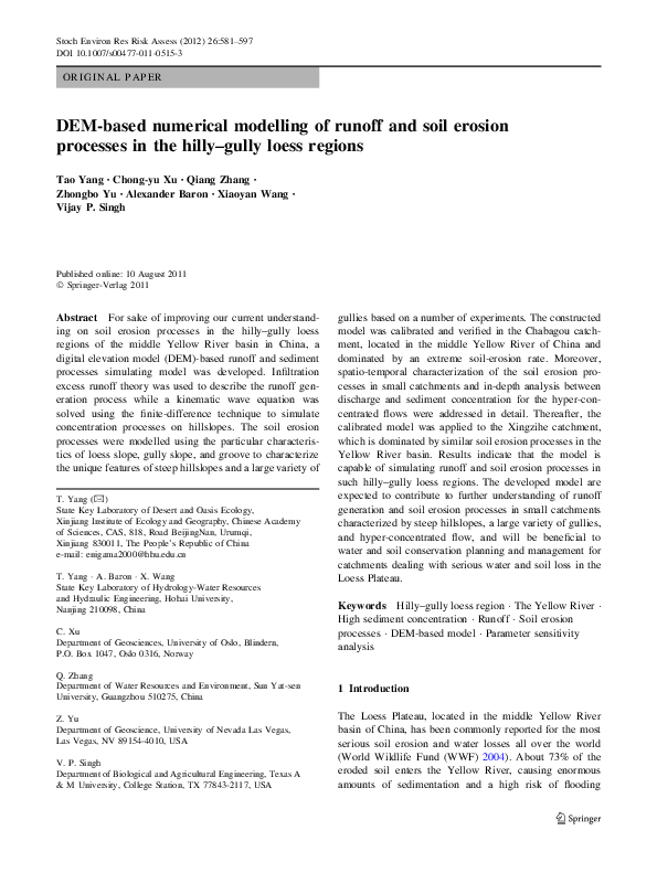 (PDF) DEM-based numerical modelling of runoff and soil erosion ...