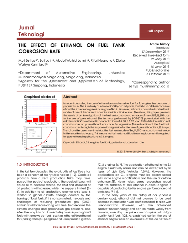 (PDF) The Effect of Ethanol on Fuel Tank Corrosion Rate Djoko
