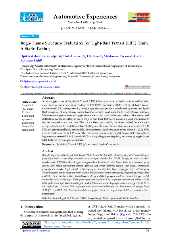 (PDF) Bogie Frame Structure Evaluation for Light-Rail Transit (LRT ...