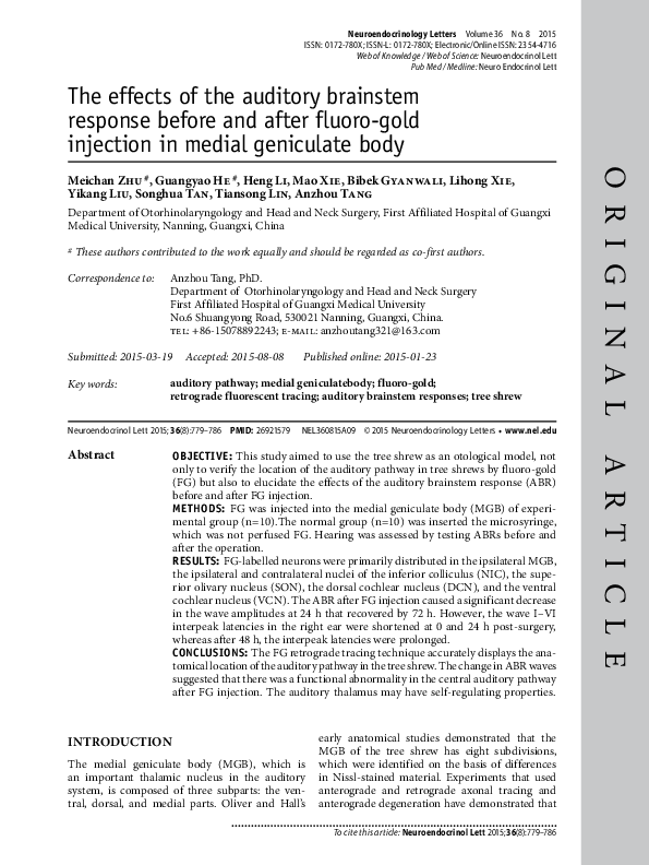 (PDF) The effects of the auditory brainstem response before and after ...