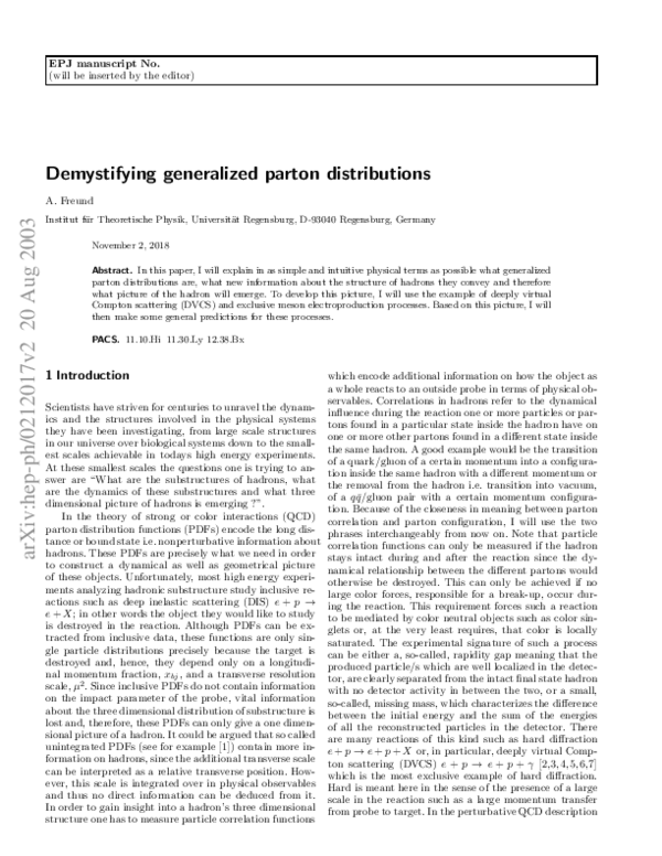 (PDF) Demystifying generalized parton distributions