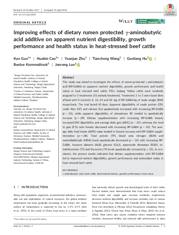 (PDF) Improving effects of dietary rumen protected γ-aminobutyric acid ...