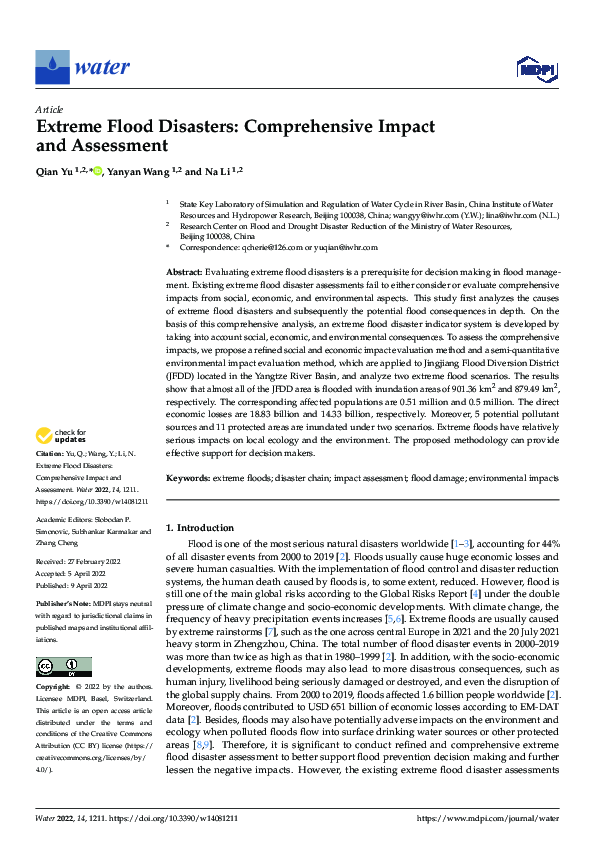 (PDF) Extreme Flood Disasters: Comprehensive Impact and Assessment