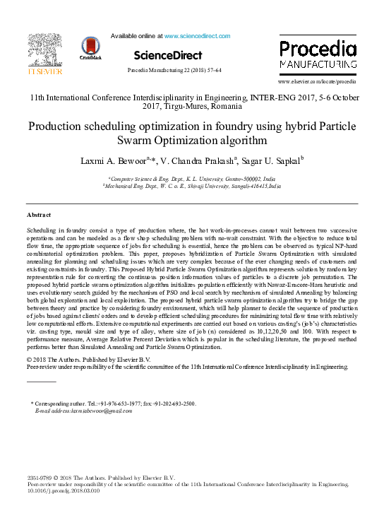(PDF) Production scheduling optimization in foundry using hybrid ...
