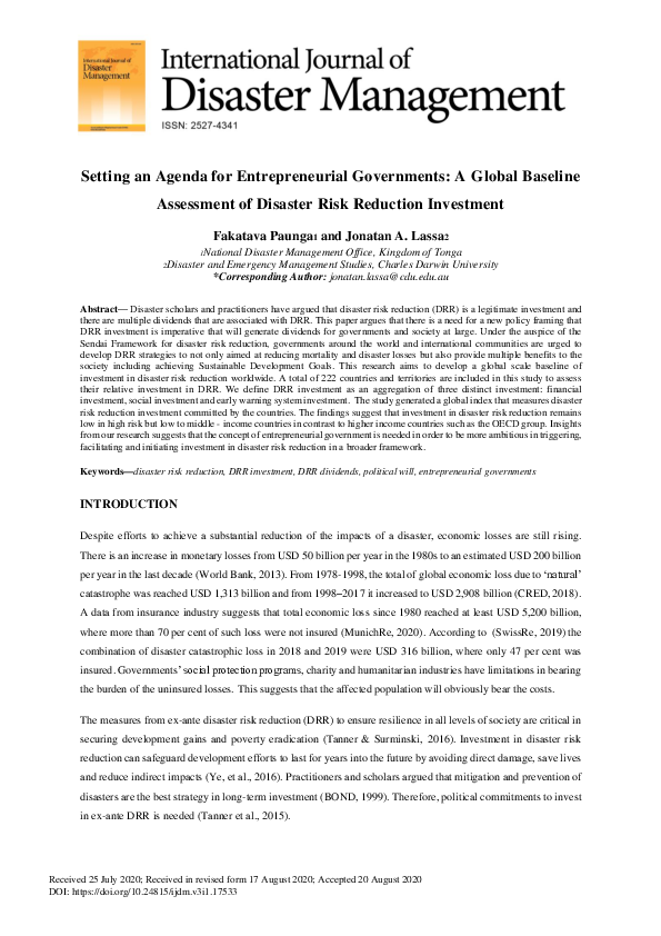 (PDF) Setting an Agenda for Entrepreneurial Governments: A Global ...
