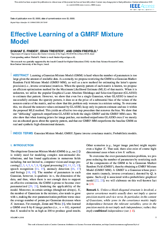 (PDF) Effective Learning of a GMRF Mixture Model