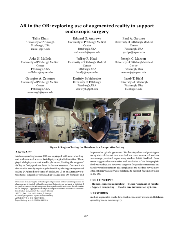 (PDF) AR in the OR: exploring use of augmented reality to support ...