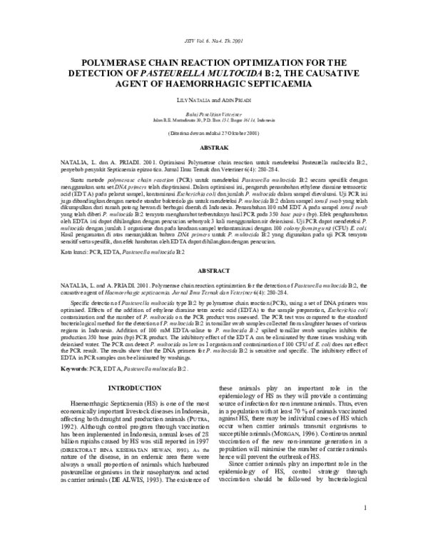 (PDF) Polymerase chain reaction optimization for the detection of ...