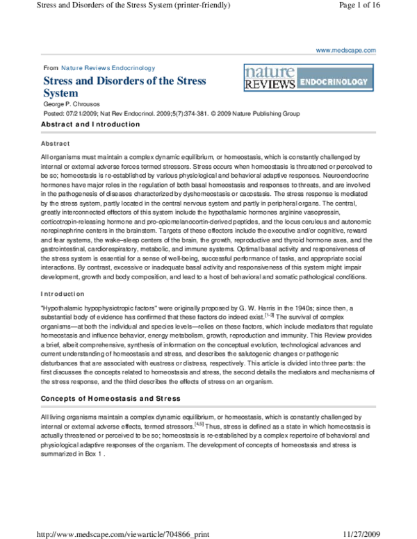 (PDF) Stress and disorders of the stress system