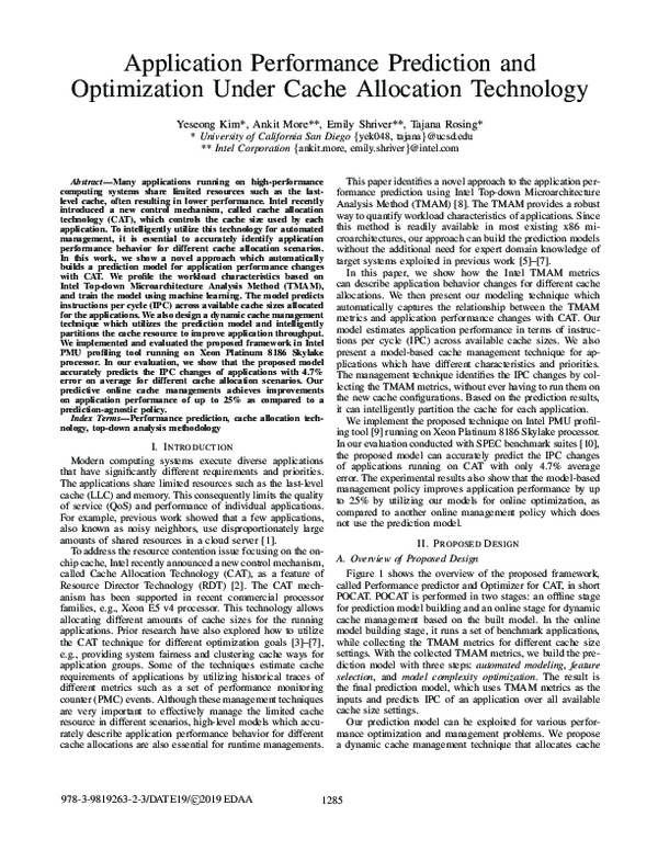 (PDF) Application Performance Prediction and Optimization Under Cache ...