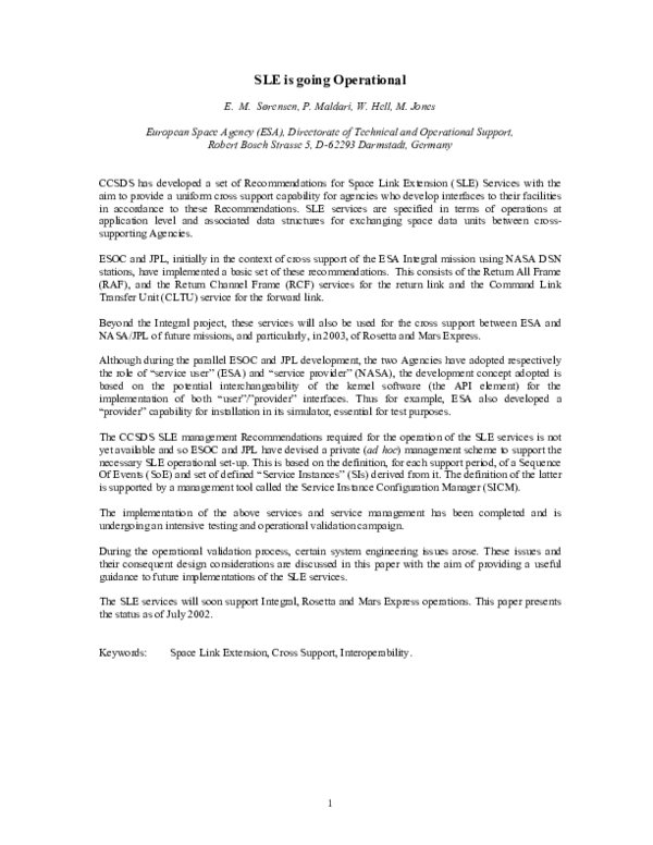 (PDF) SLE is Going Operational
