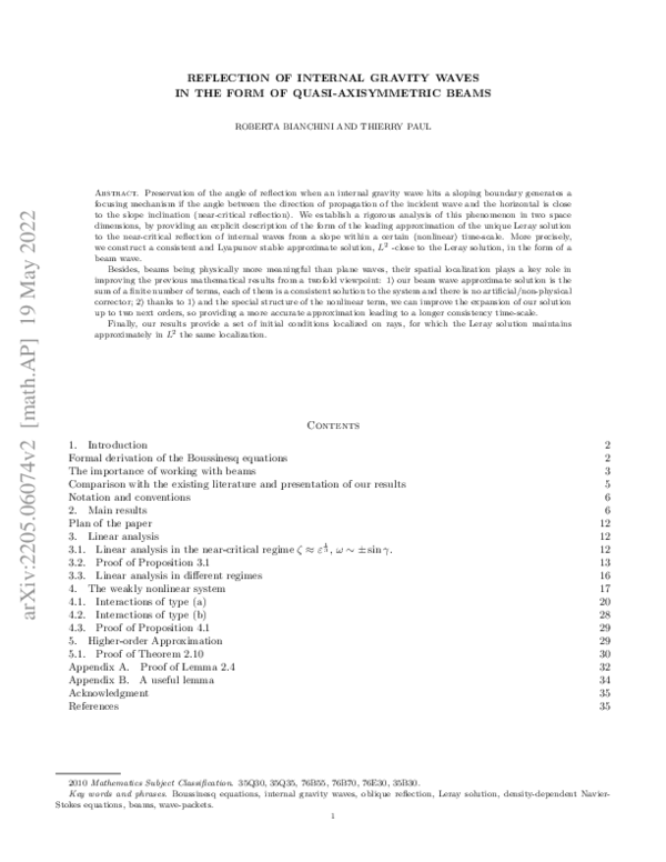 (PDF) Reflection of internal gravity waves in the form of quasi ...