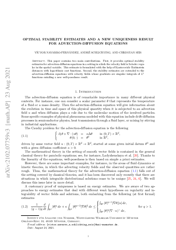 (PDF) Optimal stability estimates and a new uniqueness result for ...