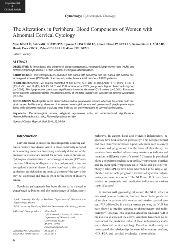(PDF) The Alterations in Peripheral Blood Components of Women with ...