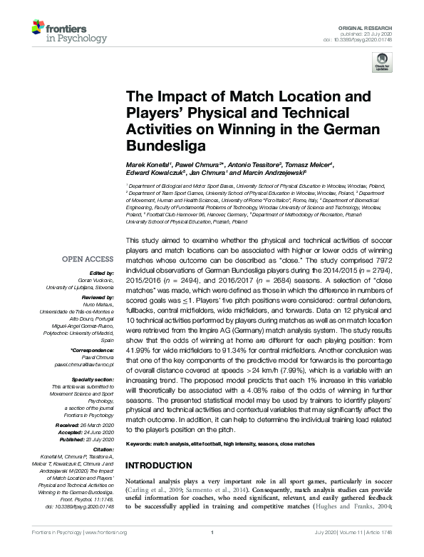 (PDF) The Impact of Match Location and Players’ Physical and Technical ...