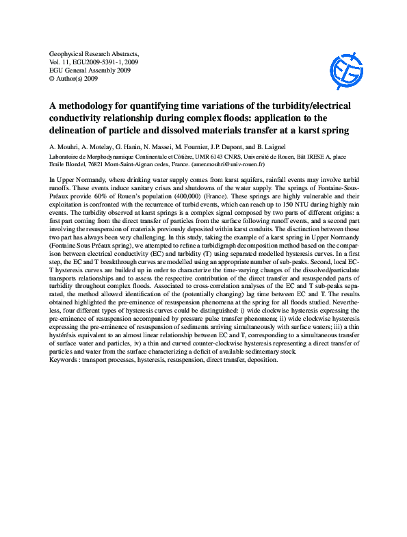 (PDF) A methodology for quantifying time variations of the turbidity