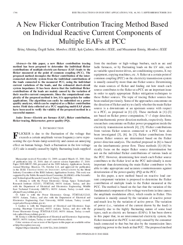 (PDF) A New Flicker Contribution Tracing Method Based on Individual ...