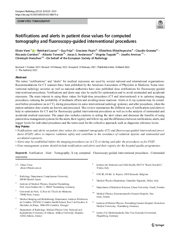 (PDF) Notifications and alerts in patient dose values for computed ...