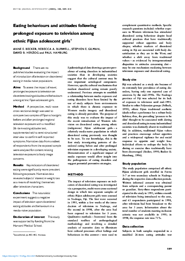 (PDF) Eating behaviours and attitudes following prolonged exposure to ...
