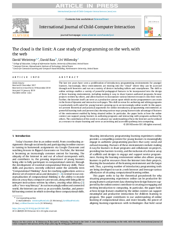 (PDF) The cloud is the limit: A case study of programming on the web ...
