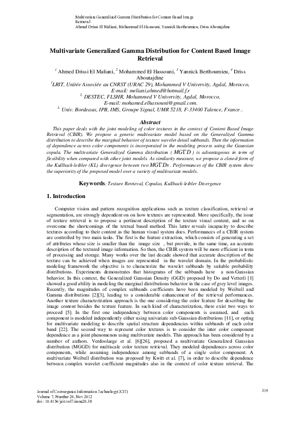 (PDF) Multivariate Generalized Gamma Distribution for Content Based ...