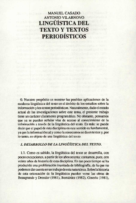 (PDF) Lingüística del texto y textos periodísticos