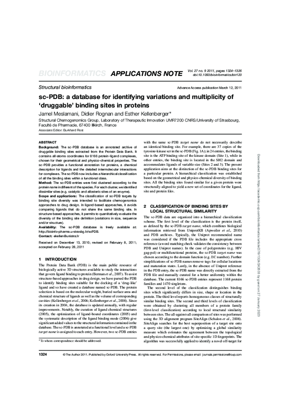 (PDF) sc-PDB: a database for identifying variations and multiplicity of ...