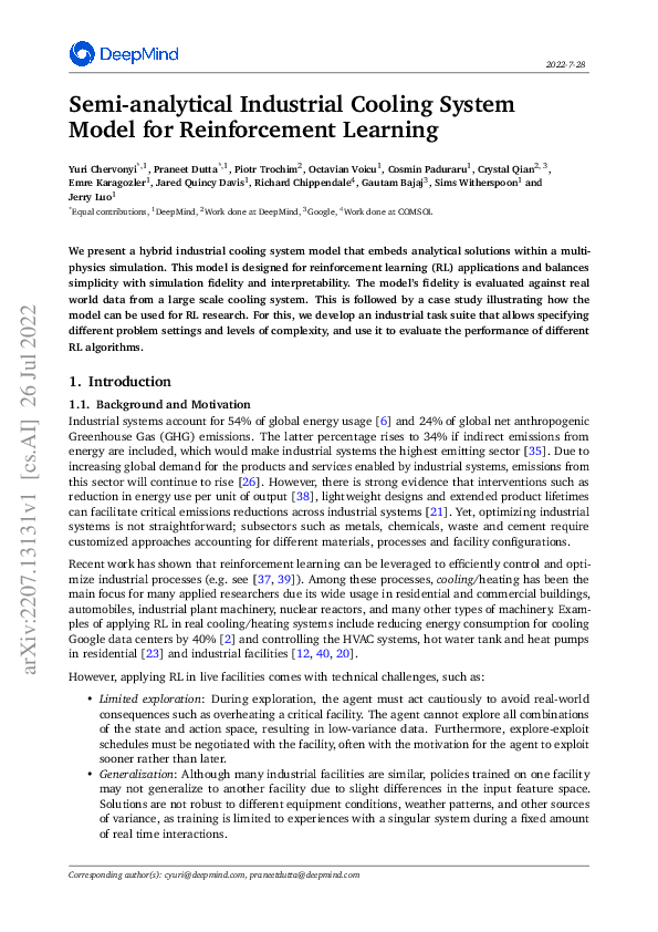 (PDF) Semi-analytical Industrial Cooling System Model for Reinforcement ...