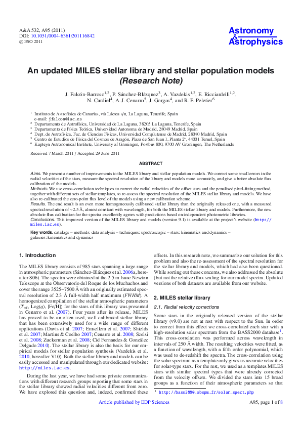 (PDF) An updated MILES stellar library and stellar population models ...