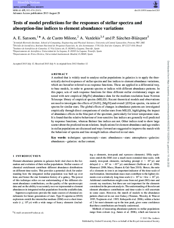 (PDF) Tests of model predictions for the responses of stellar spectra ...