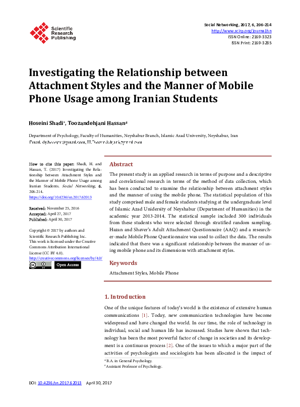 (PDF) Investigating the Relationship between Attachment Styles and the ...