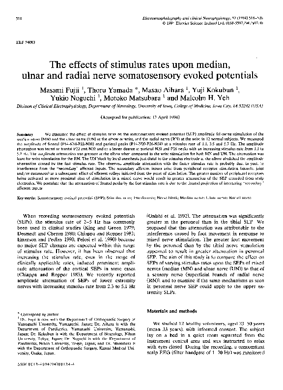 (PDF) The effects of stimulus rates upon median, ulnar and radial nerve ...