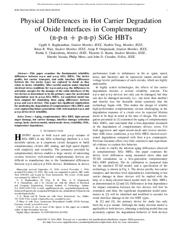 (PDF) Physical Differences in Hot Carrier Degradation of Oxide ...