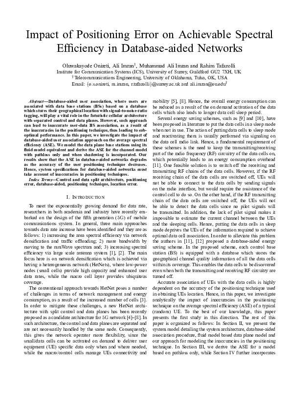 (PDF) Impact of positioning error on achievable spectral efficiency in ...