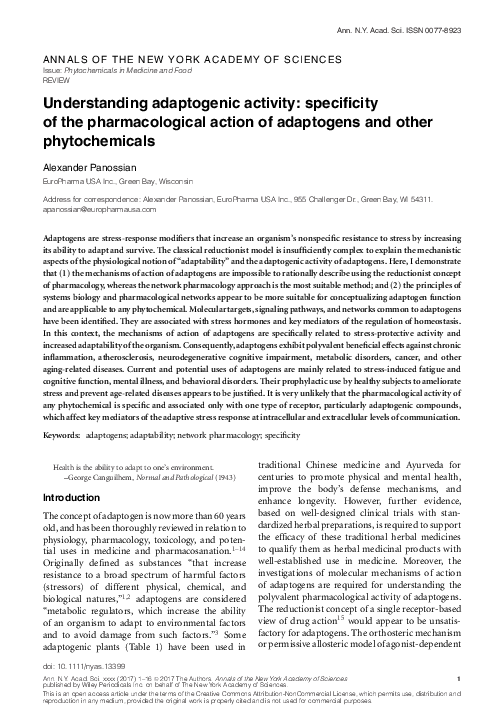 (PDF) Understanding adaptogenic activity: specificity of the ...