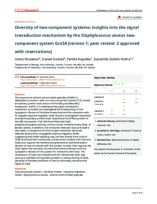 (PDF) Diversity of two-component systems: insights into the signal ...
