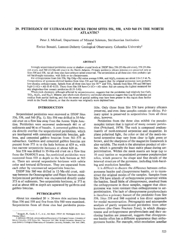 (PDF) Petrology of Ultramafic Rocks from Sites 556, 558, and 560 in the ...
