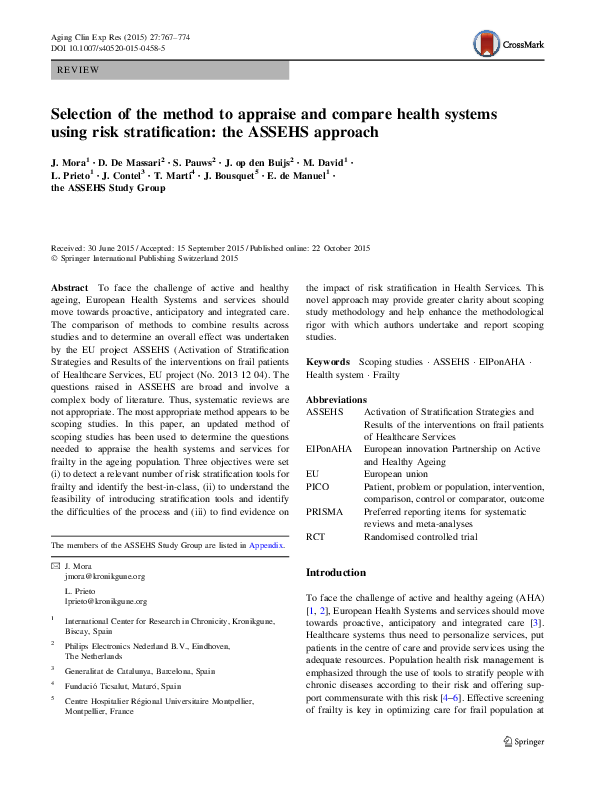 (PDF) Selection of the method to appraise and compare health systems ...