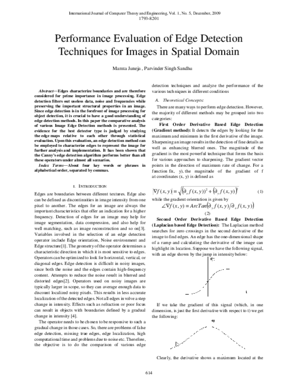 (PDF) Performance Evaluation of Edge Detection Techniques for Images in ...