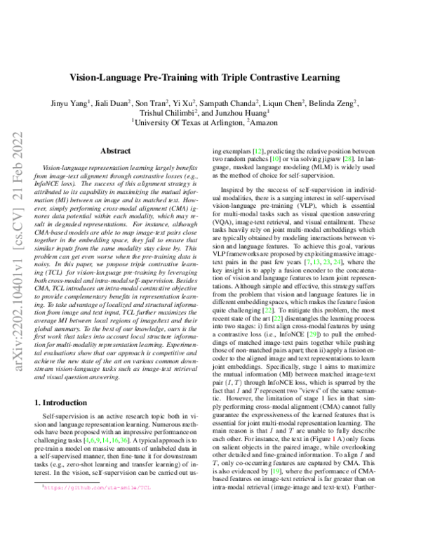 (PDF) Vision-Language Pre-Training with Triple Contrastive Learning