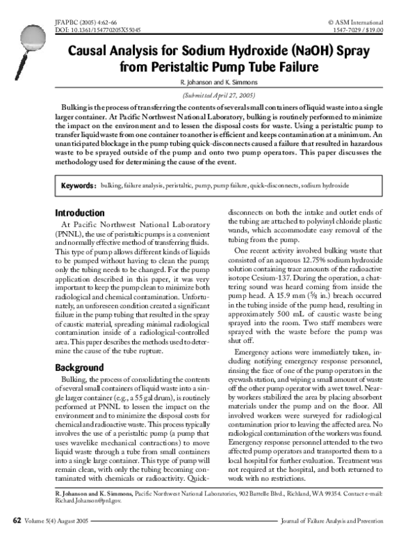 (PDF) Causal analysis for sodium hydroxide (NaOH) spray from