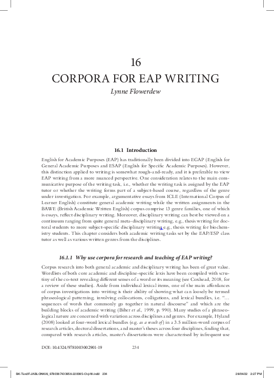 (PDF) Corpora for EAP Writing